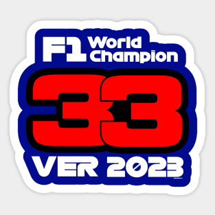 Max Verstappen 2023 F1 Champion White Text Sticker